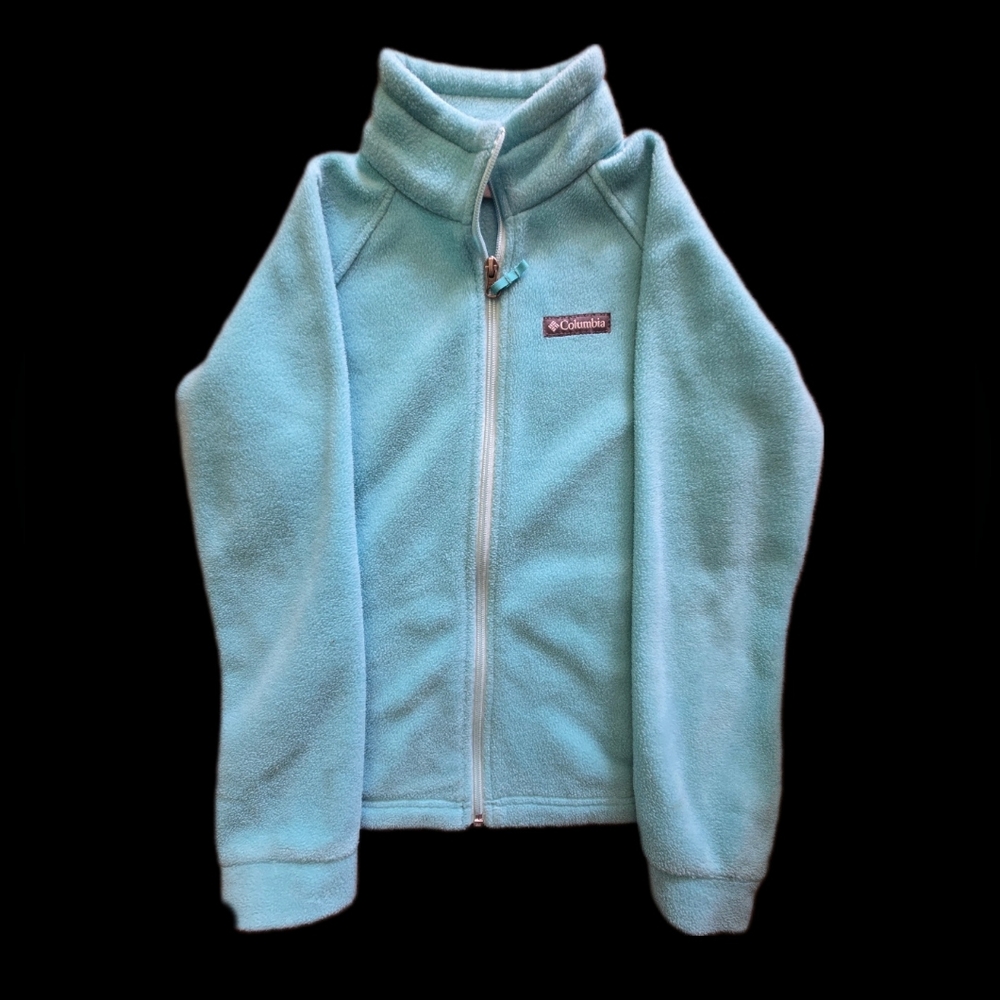 Columbia Fleece Jacket Youth Size Medium Light Blue Full Zip